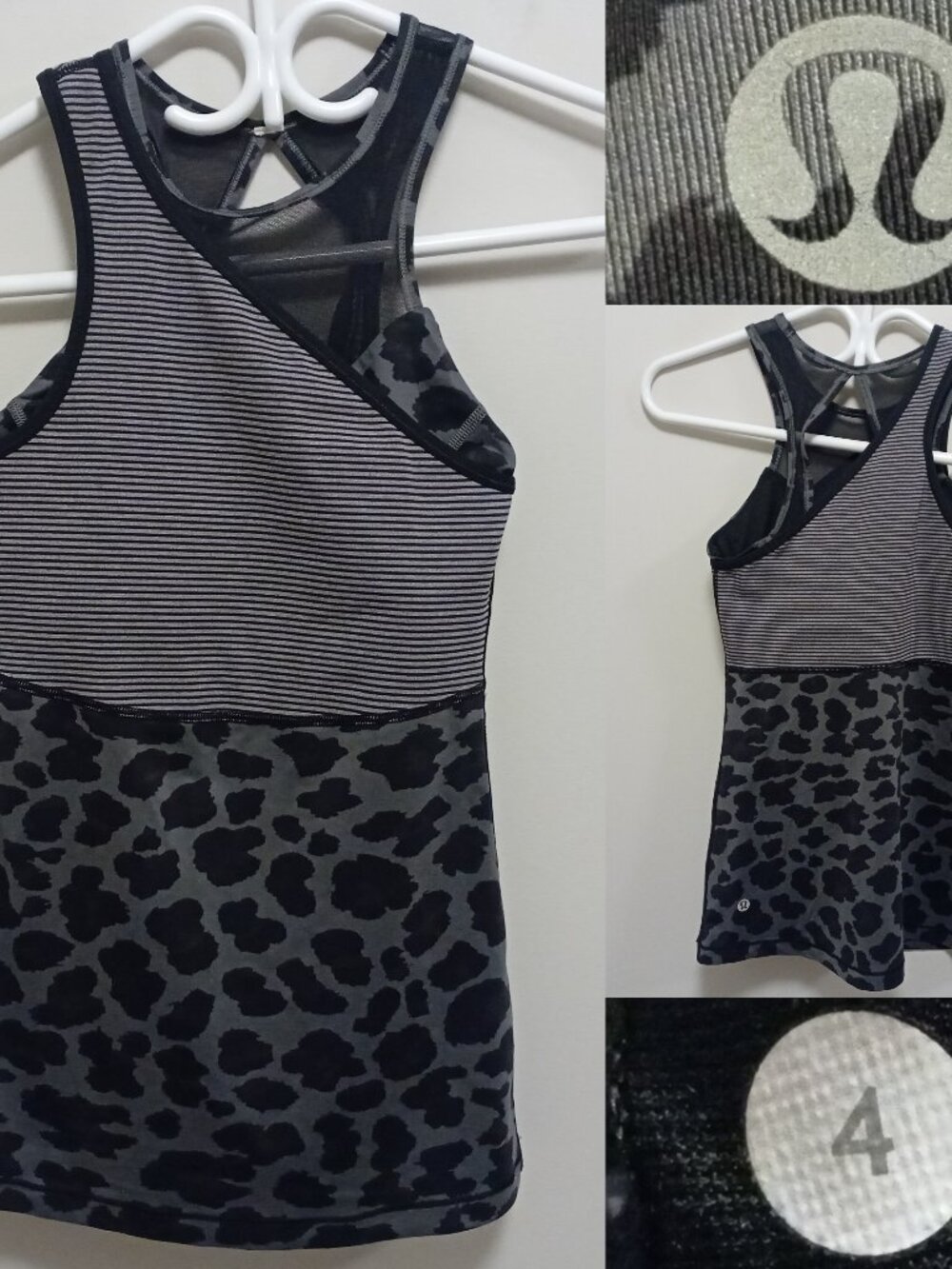 Lululemon Meshed Up Tank Mini Pop Stripe Cherry Cheetah Heathered Slate 4 XS